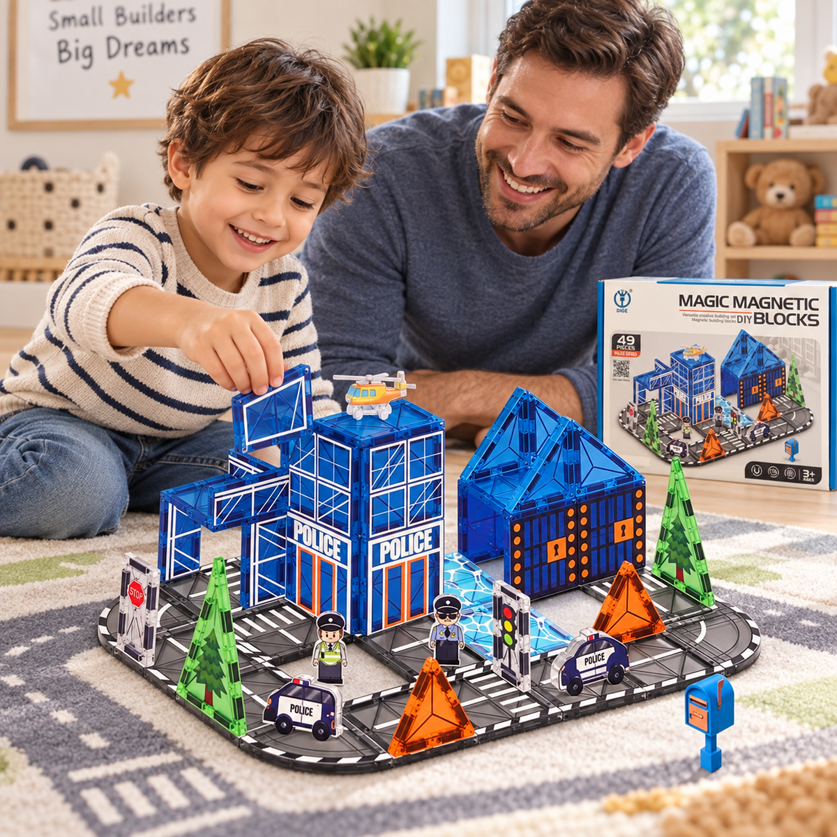 Magic Magnetic Blocks - Police Station (49 Pieces)
