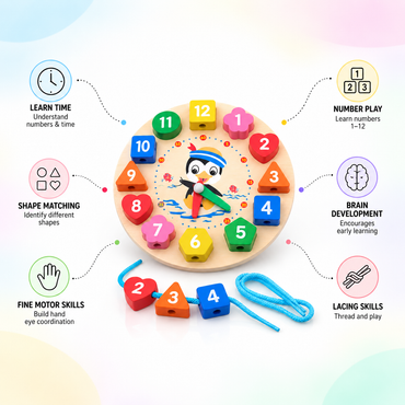 Wooden Clock Shape Puzzle