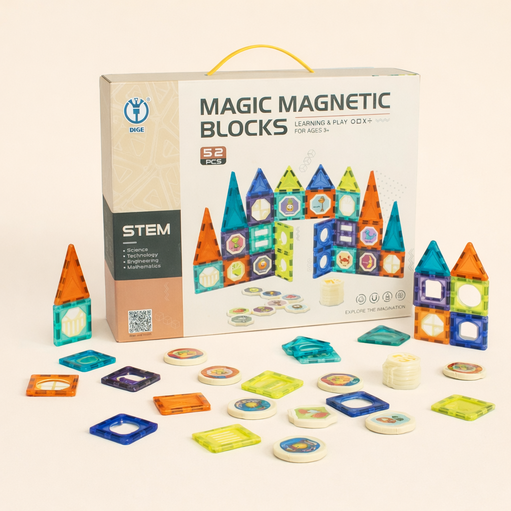 Magic Magnetic Blocks 52 Pcs – STEM Learning & Creative Building Set for Kids