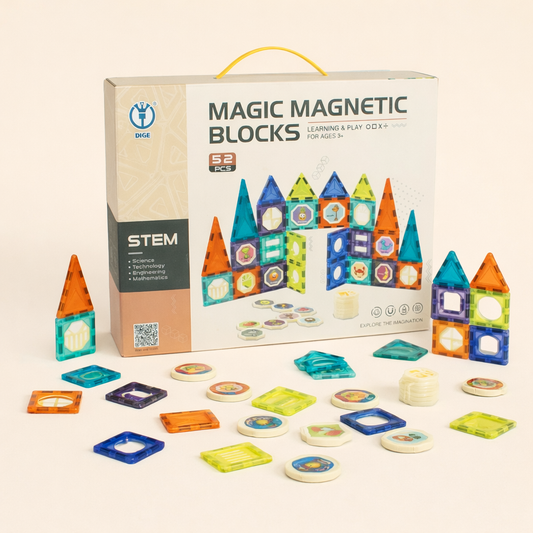 Magic Magnetic Blocks 52 Pcs – STEM Learning & Creative Building Set for Kids