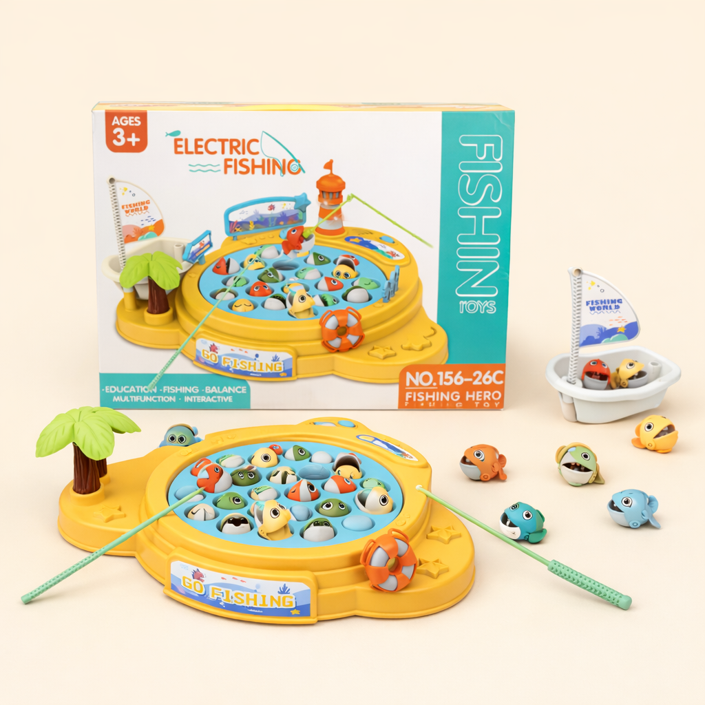 Electric Fishing Game Toy – Interactive Rotating Fishing Board for Kids