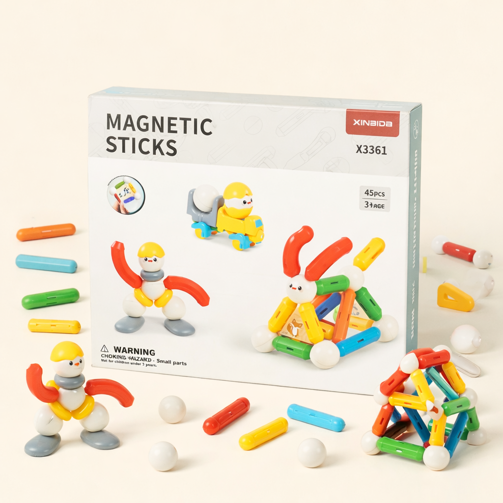 Magnetic Building Sticks Toy Set 45/65 Pcs – Creative Construction Learning Toy for Kids