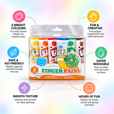 6 Colors Super Washable Finger Paint Set for Kids – 35ml Tubes