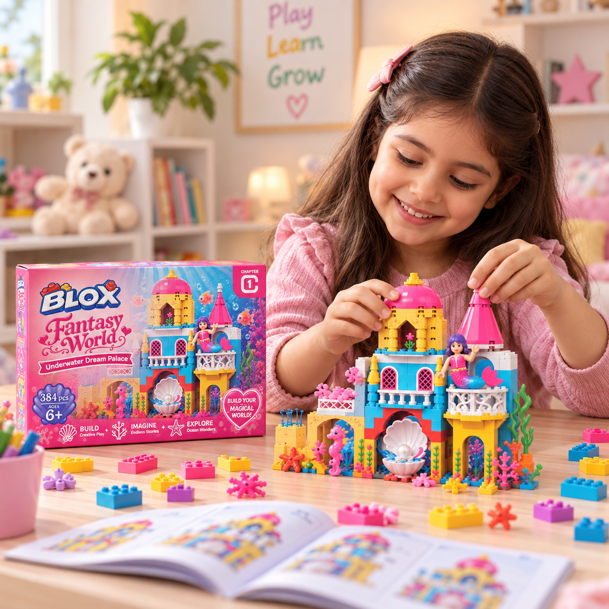 BLOX Fantasy World Underwater Dream Palace Building Blocks Set – 384 Pieces