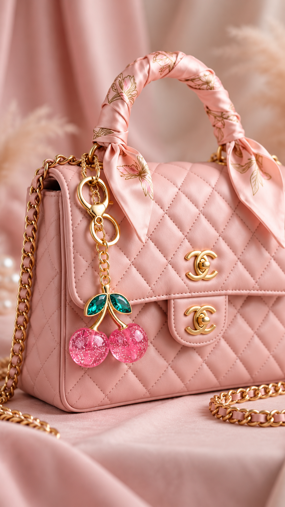 Cherry Handbag Charm Keychain
