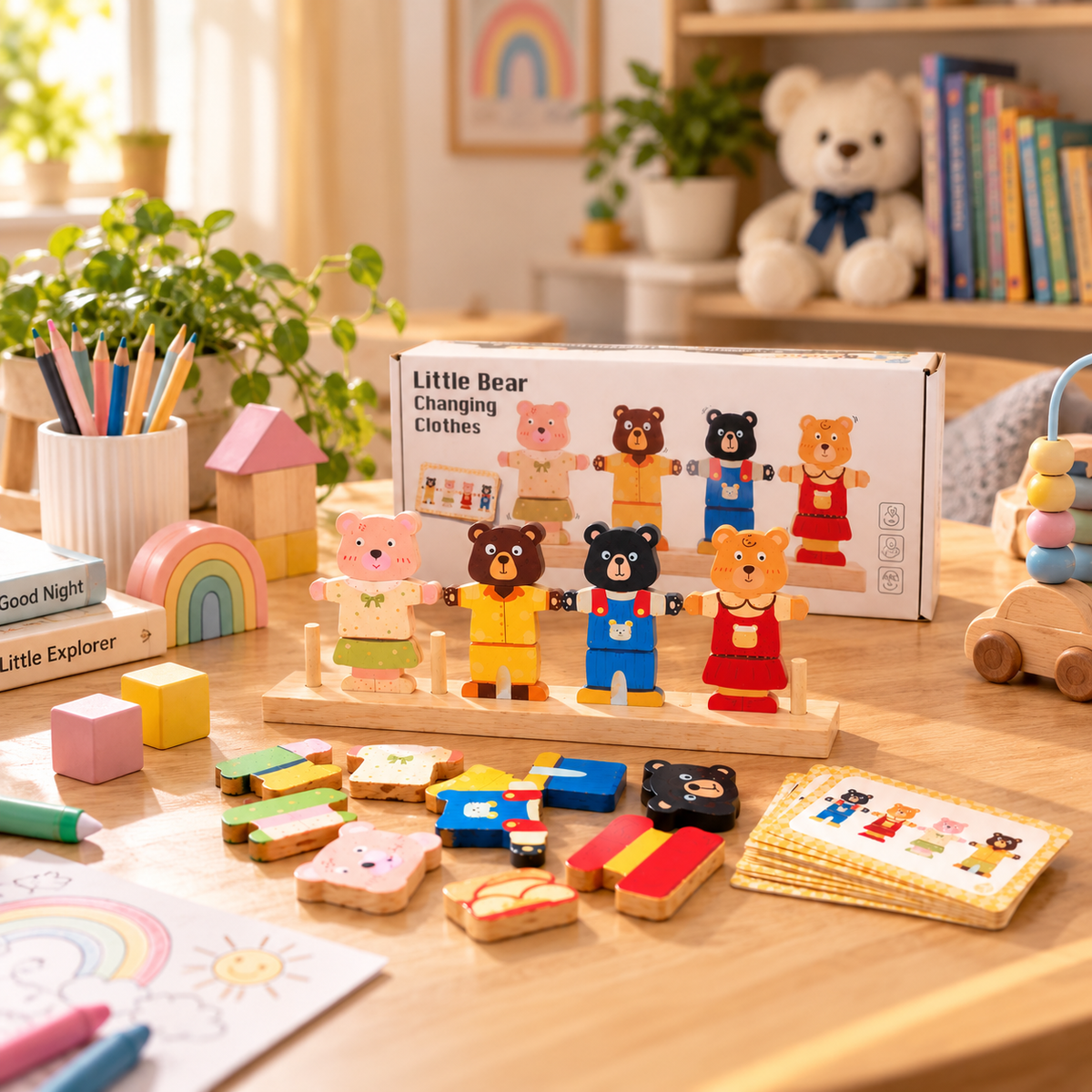 Little Bear Changing Clothes Wooden Matching Set