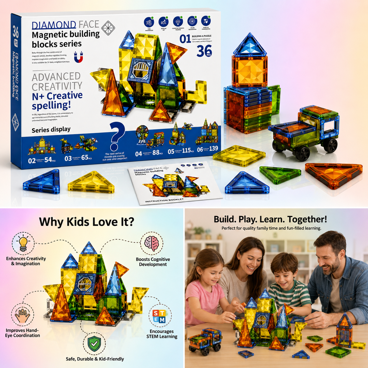 Magnetic Building Block Set 36-Piece