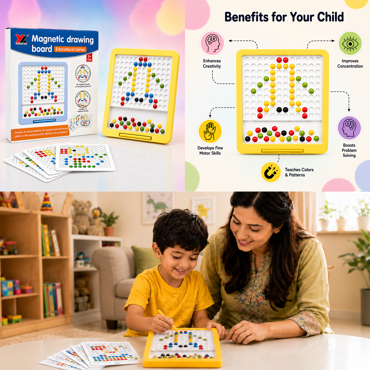 Magnetic Drawing Board (20 Cartoon Patterns)