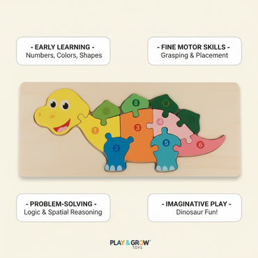 Wooden Dinosaur Number Puzzle