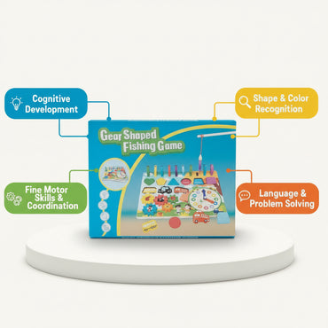 Gear Shaped Wooden Fishing & Learning Board Game