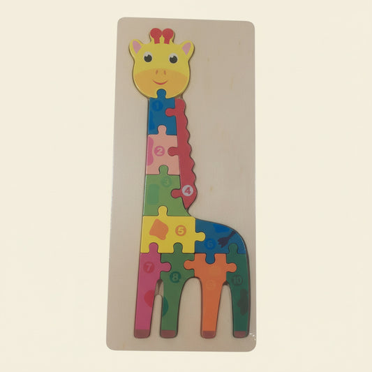 Wooden Giraffe Number Puzzle