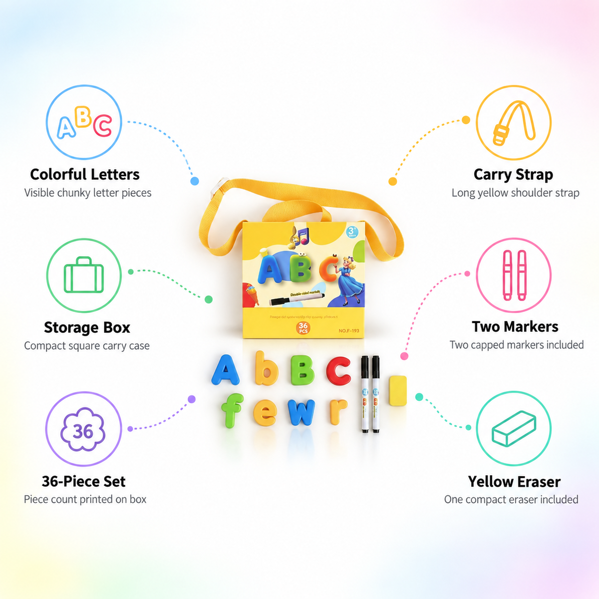 ABC Erasable Magnetic Letters Learning Set | 36 Pieces