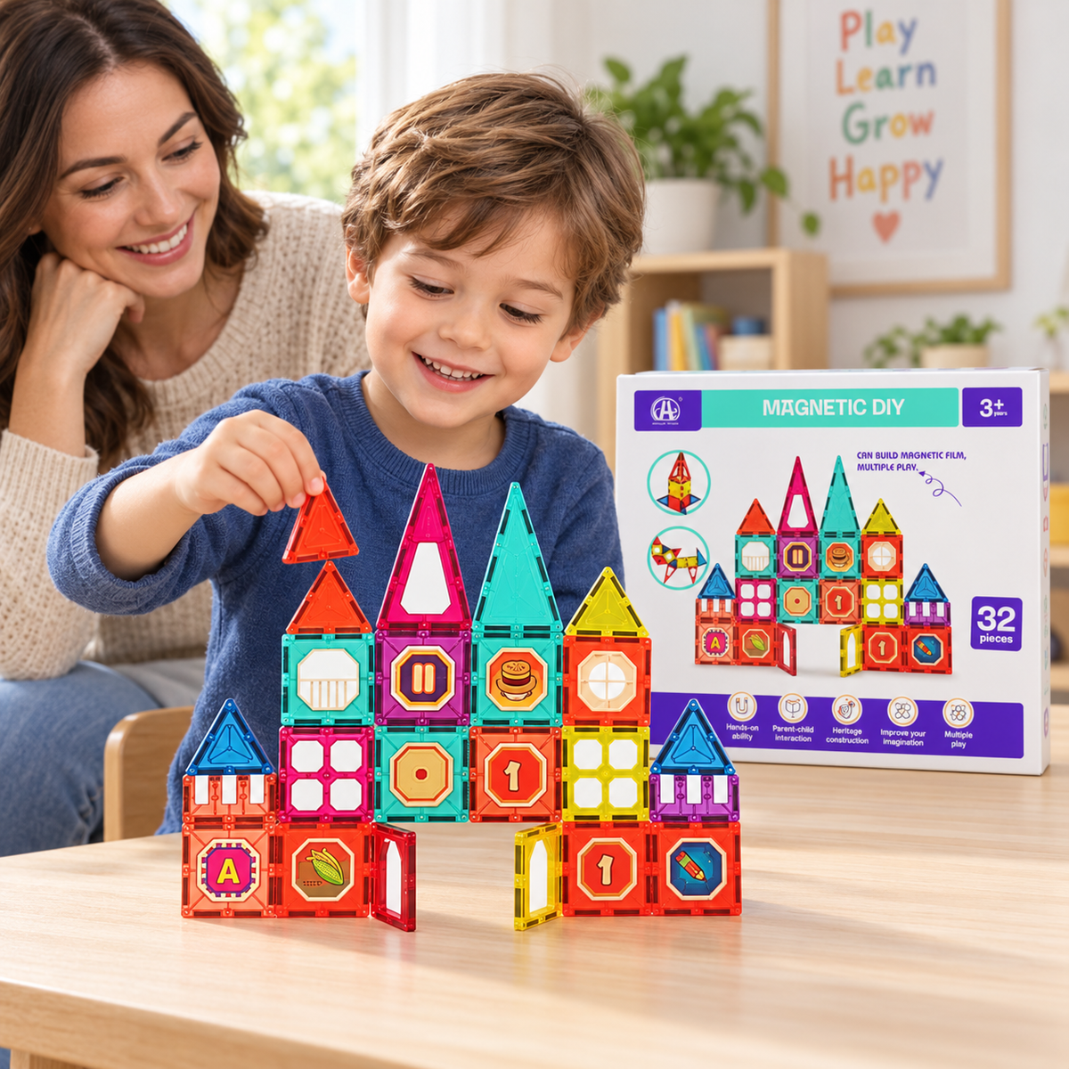 Magnetic Tiles (32 Pcs)