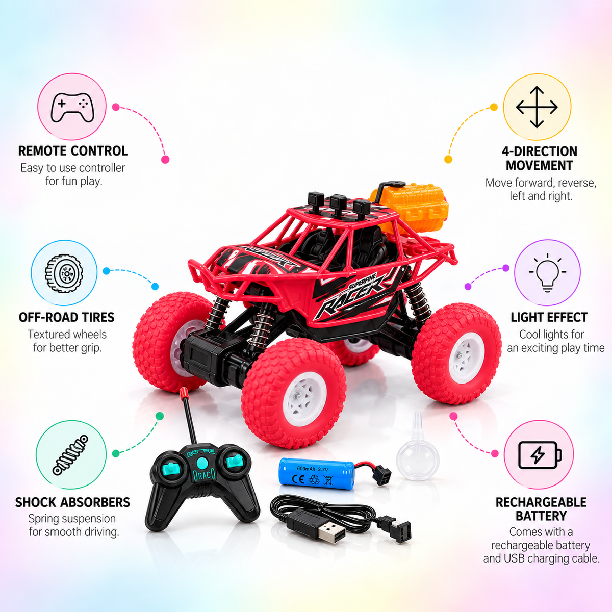 Climbing Remote Control Car for Kids – 40MHz RC Off-Road Car with Spray Effect
