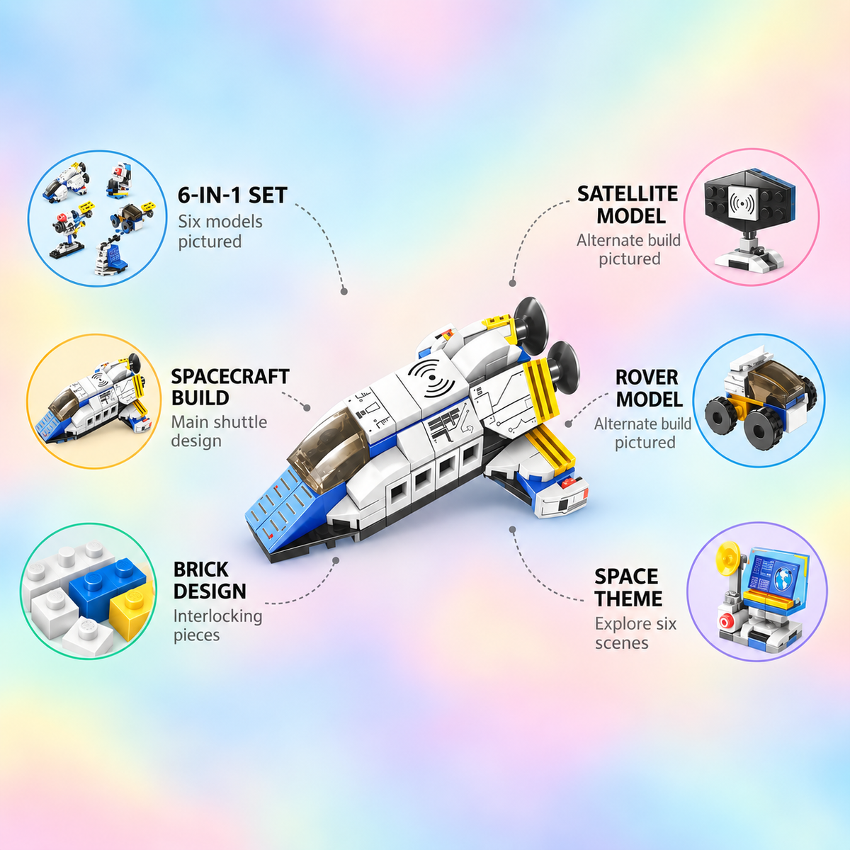 6-in-1 Space Explorer Building Set - STEM Space Toy for Kids