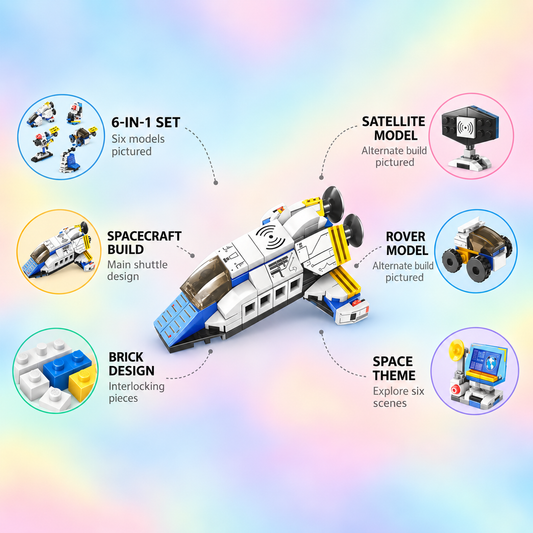 6-in-1 Space Explorer Building Set - STEM Space Toy for Kids