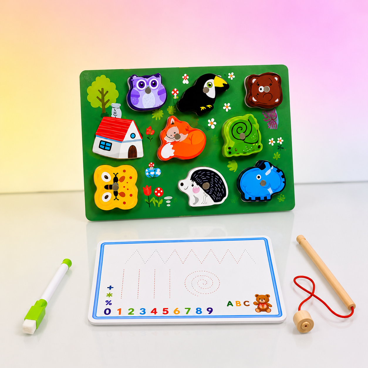 3D Wooden Block Puzzle with White Board Transport