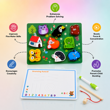 3D Wooden Block Puzzle with White Board Transport