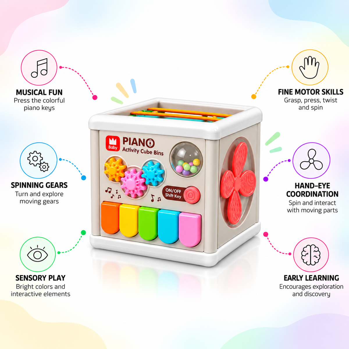 Multifunctional Musical Piano Activity Cube