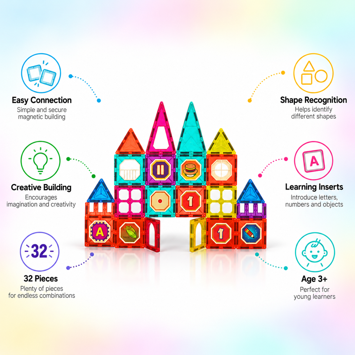 Magnetic Tiles (32 Pcs)