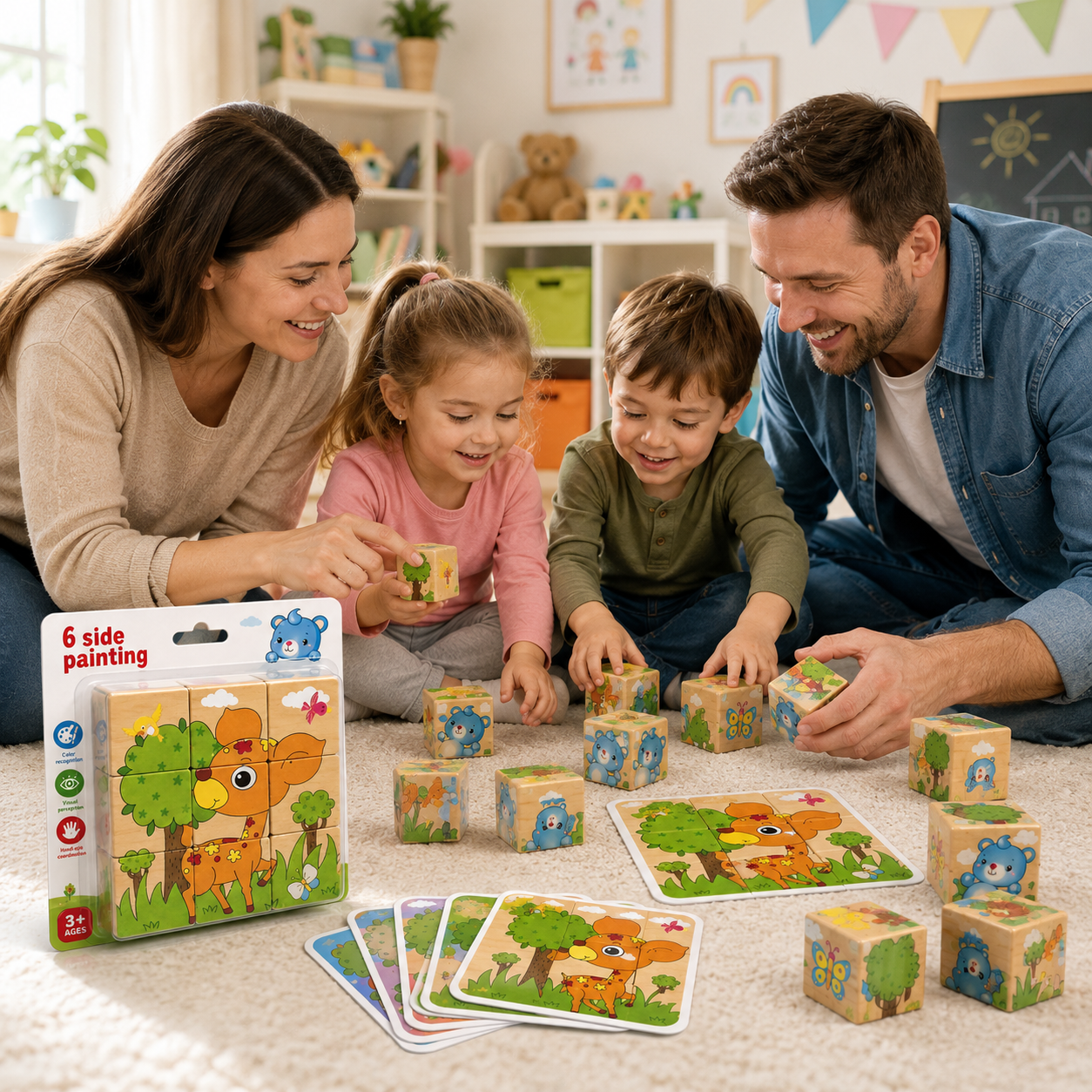 6-Side Wooden Cube Puzzle