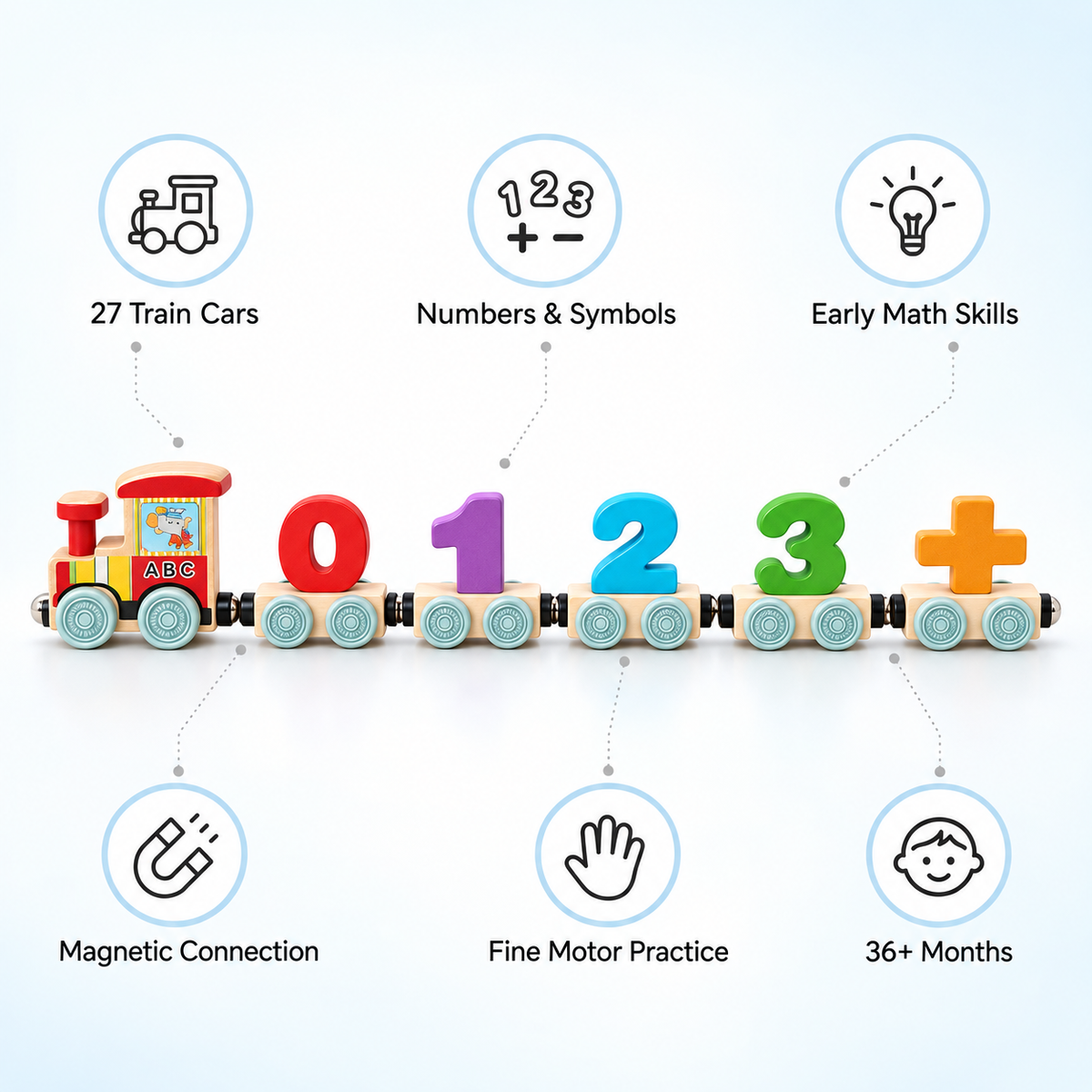 Learning Train (Digital & Alphabet) – 27 Cars Educational Wooden Train