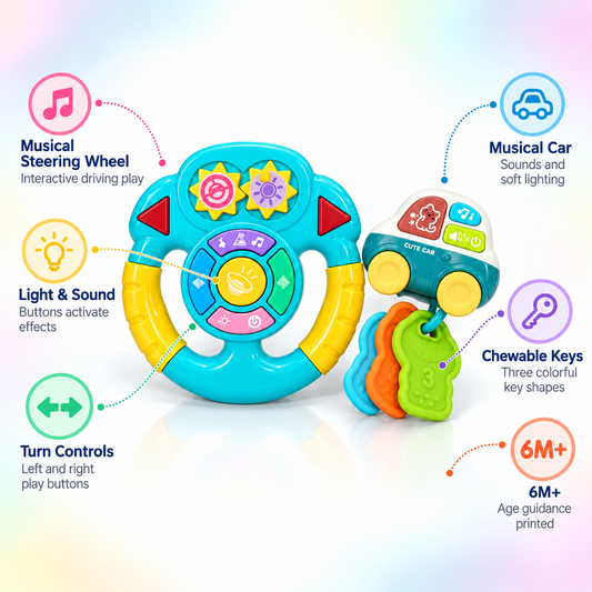 Musical Steering Wheel Car – Baby Interactive Driving Toy