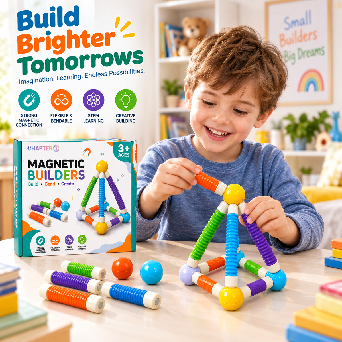 Magnetic Builder Flexible Sticks (18Pcs)