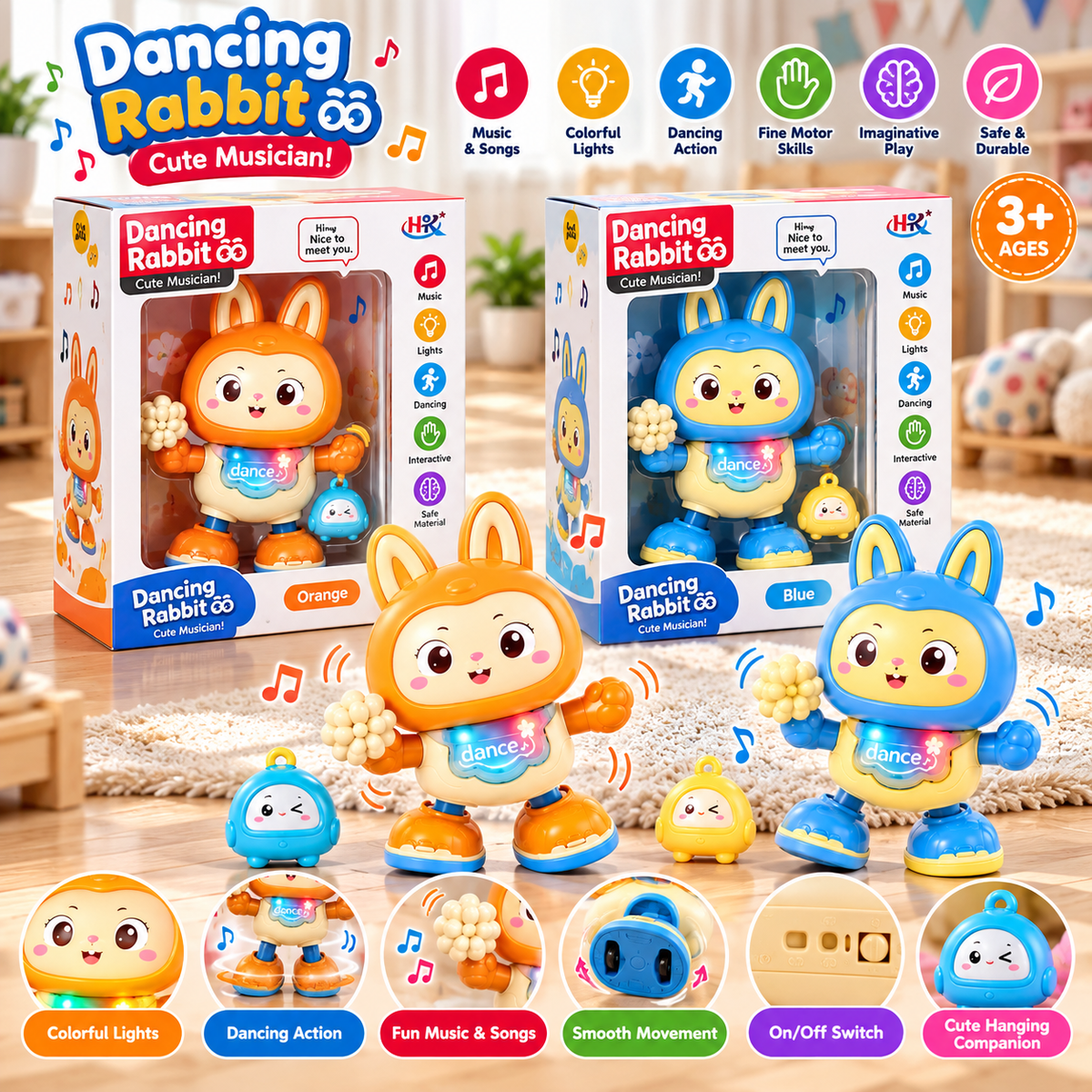 Dancing Rabbit Musical Toy with Lights, Music & Dancing Action