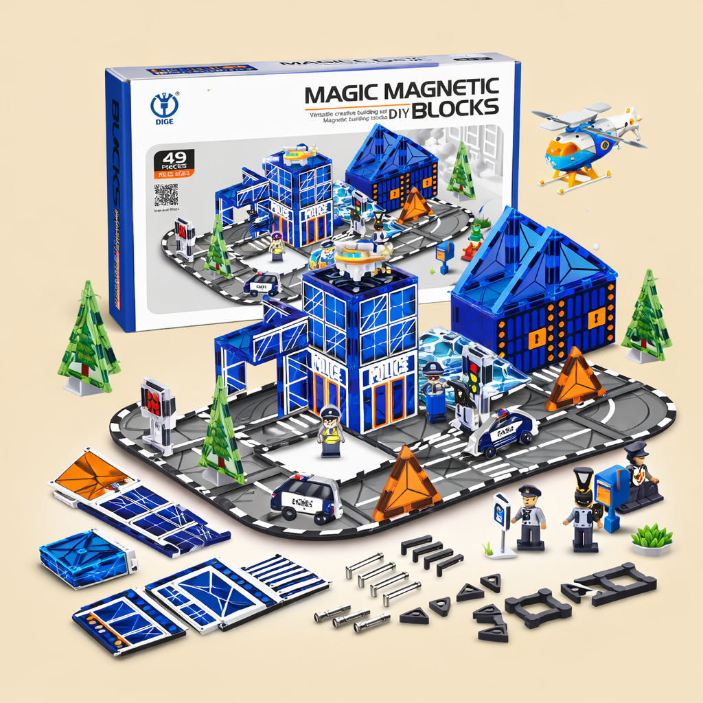 Magic Magnetic Blocks Police Station