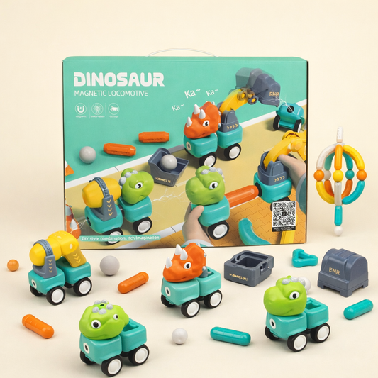 Dinosaur Take-Apart Construction Cars – Montessori STEM Toy for Toddlers