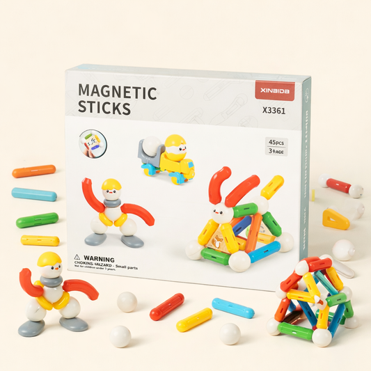 Magnetic Building Sticks Toy Set 45/65 Pcs – Creative Construction Learning Toy for Kids