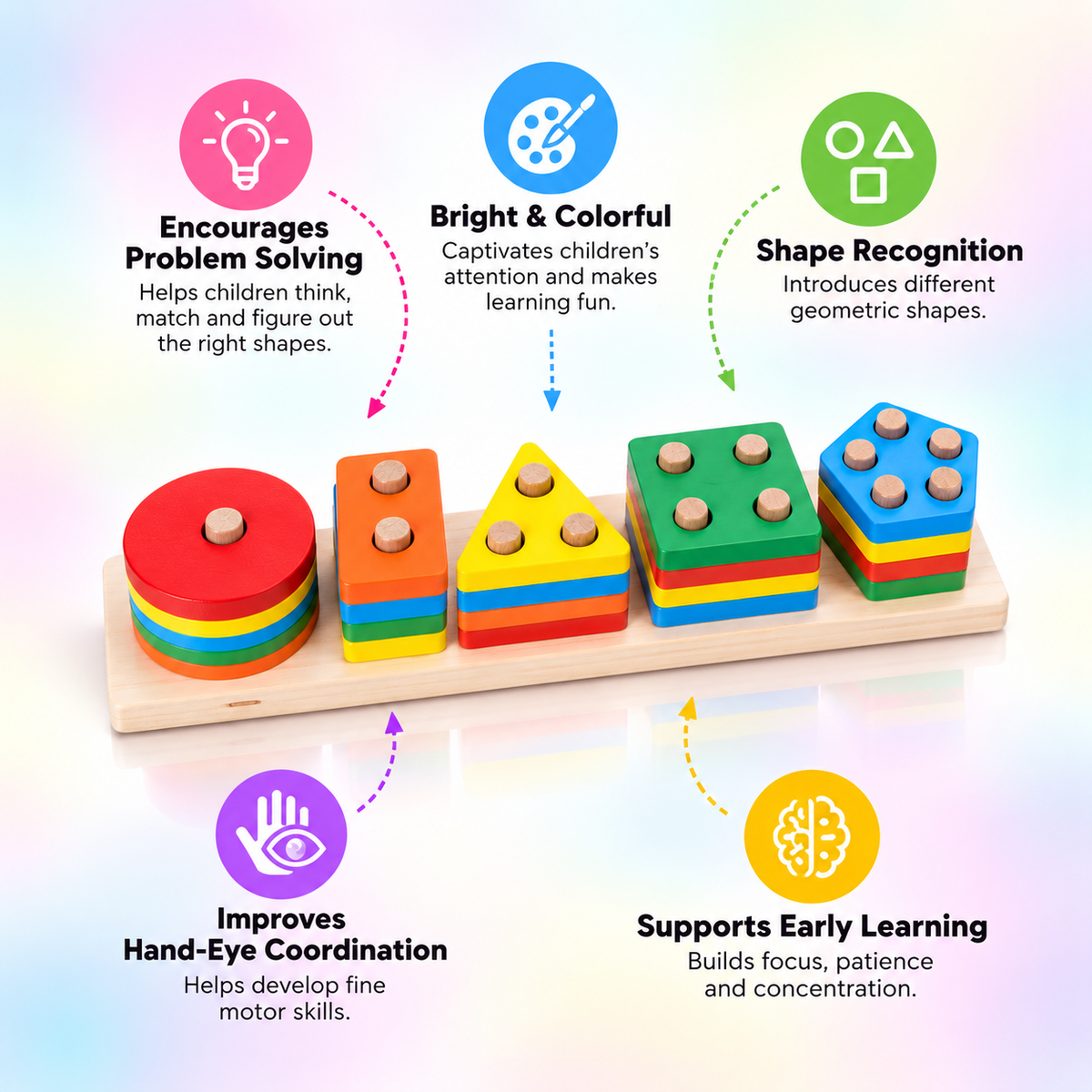 Wooden Geometric Shape Sorting & Stacking Toy