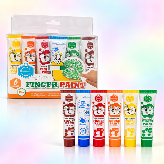 6 Colors Super Washable Finger Paint Set for Kids – 35ml Tubes