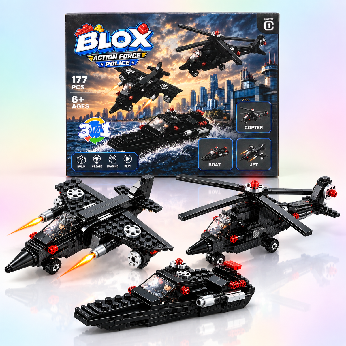 BLOX Action Force Police 3-in-1 Building Blocks Set
