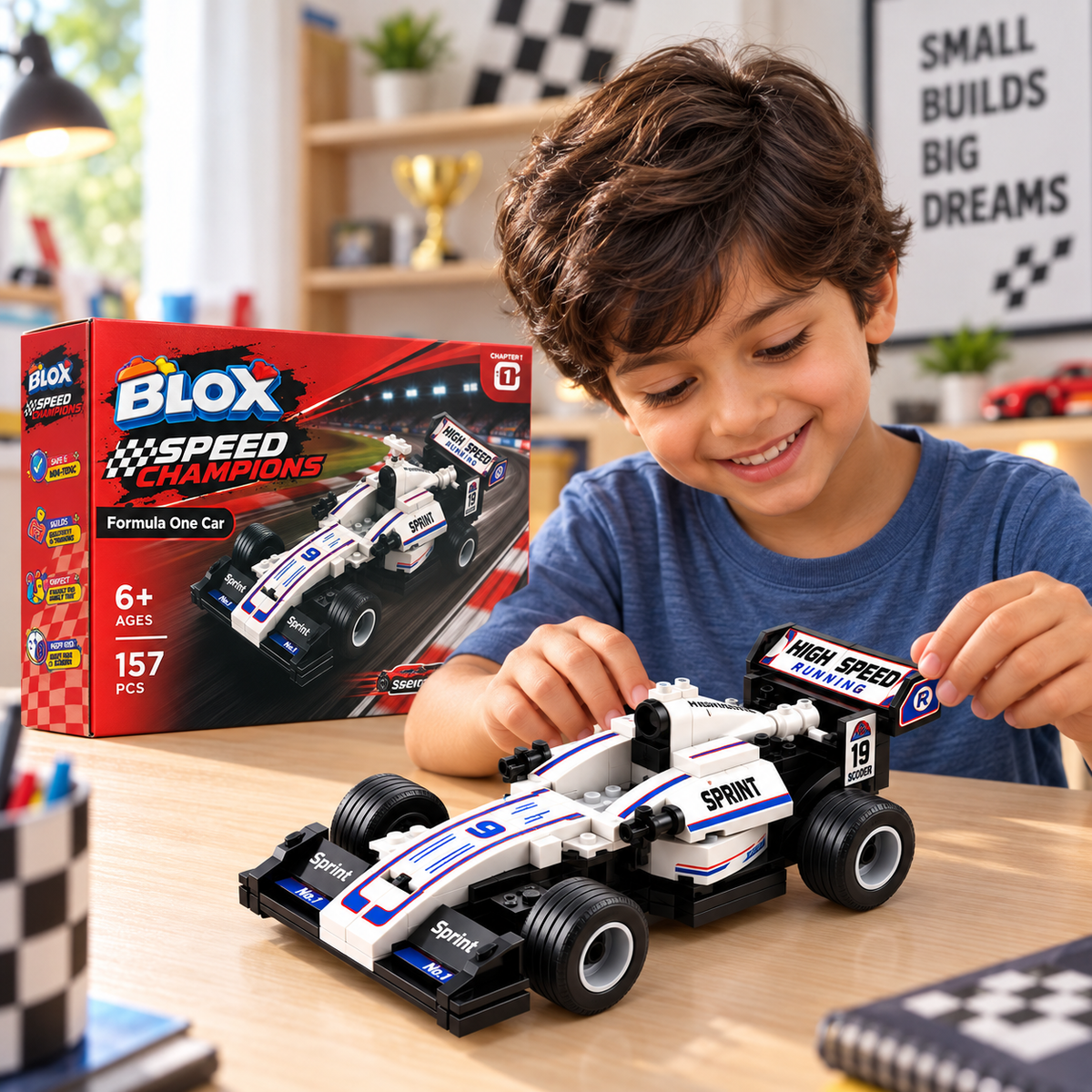BLOX Speed Champions Formula One Car Building Blocks – 157 Pieces Pull-Back Racing Car