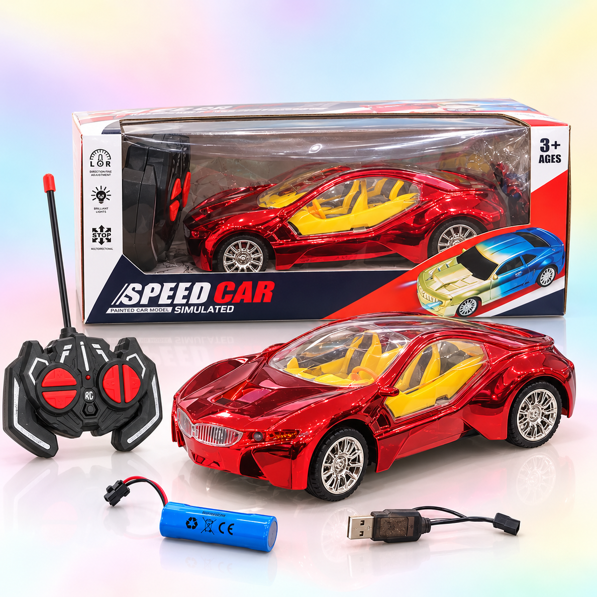 Remote Control Racing Car for Kids – Rechargeable RC Sports Car with Lights