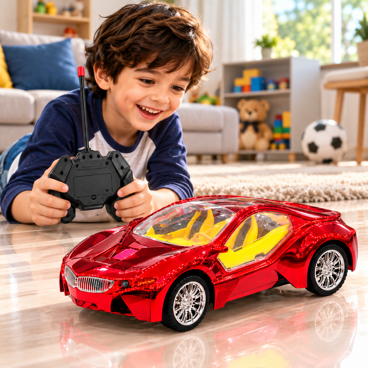 Remote Control Racing Car for Kids – Rechargeable RC Sports Car with Lights