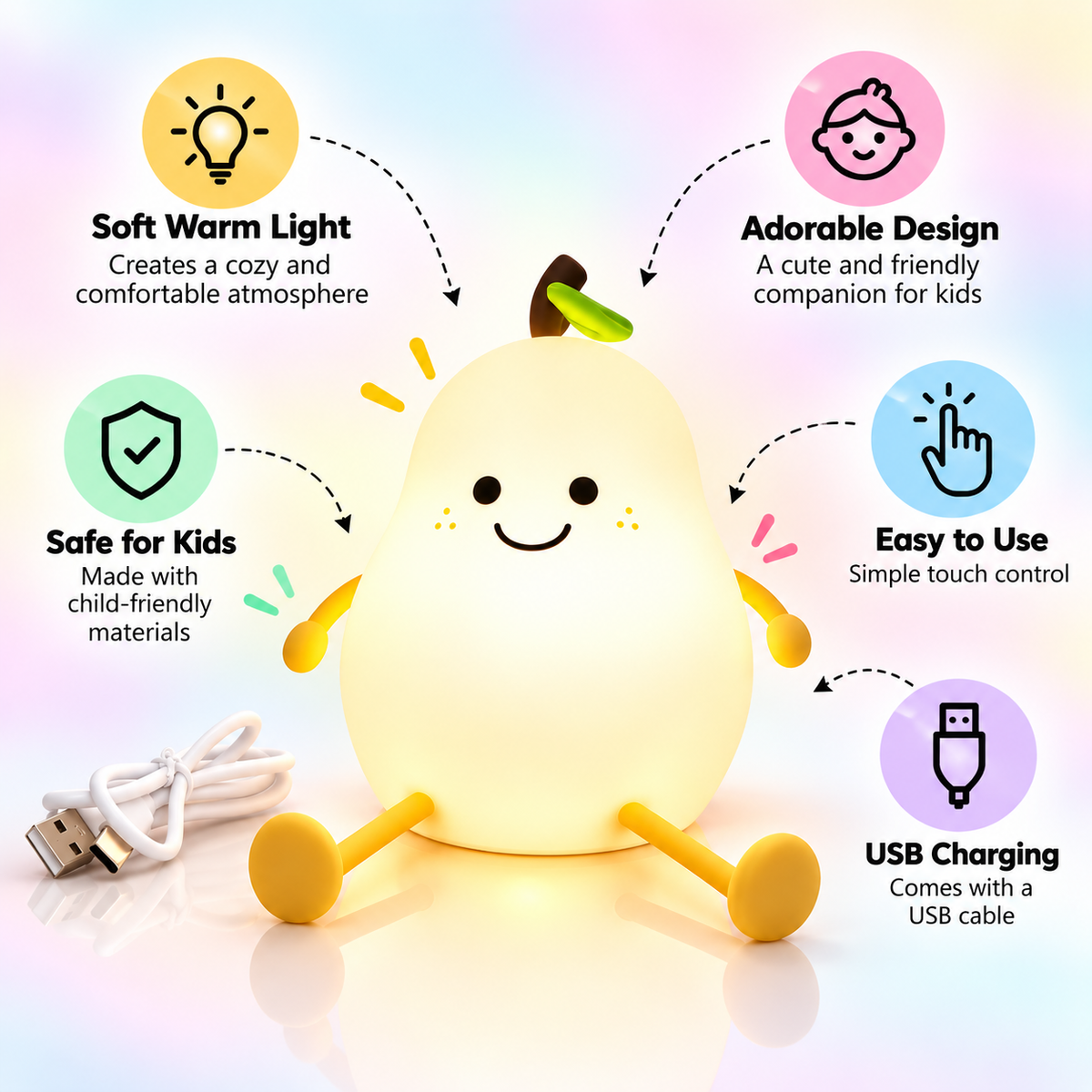 Cute Rechargeable Night Light – Soft Glow Decorative Lamp