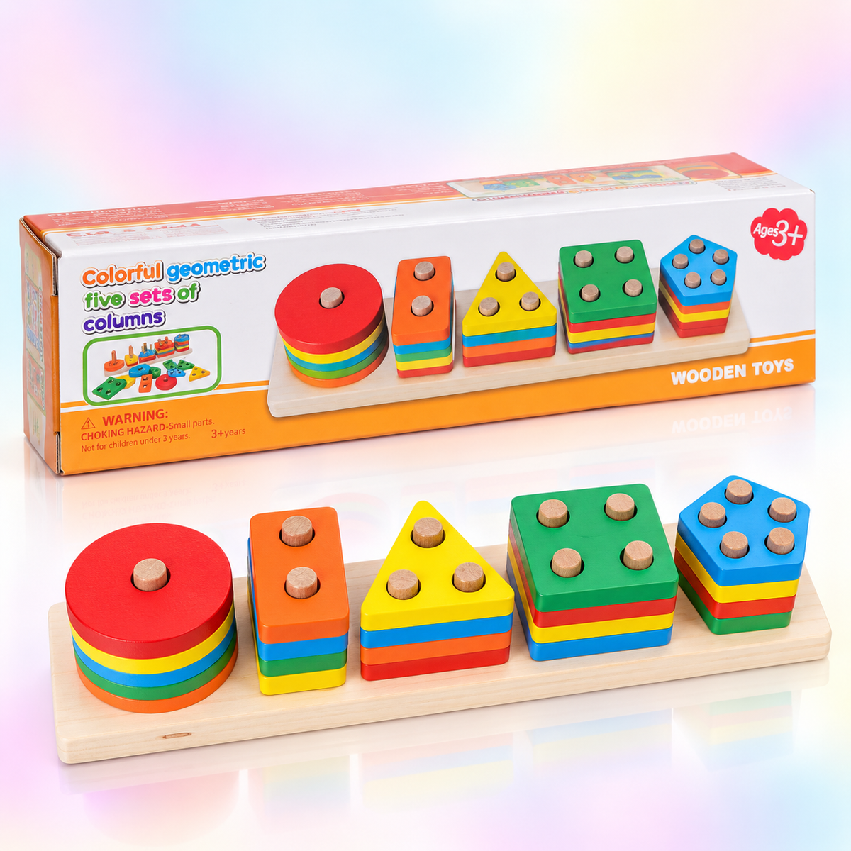 Wooden Geometric Shape Sorting & Stacking Toy