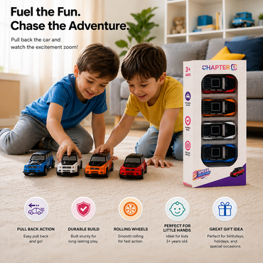 Speed Adventure 4-in-1 Die-Cast Pull Back Jeep Set