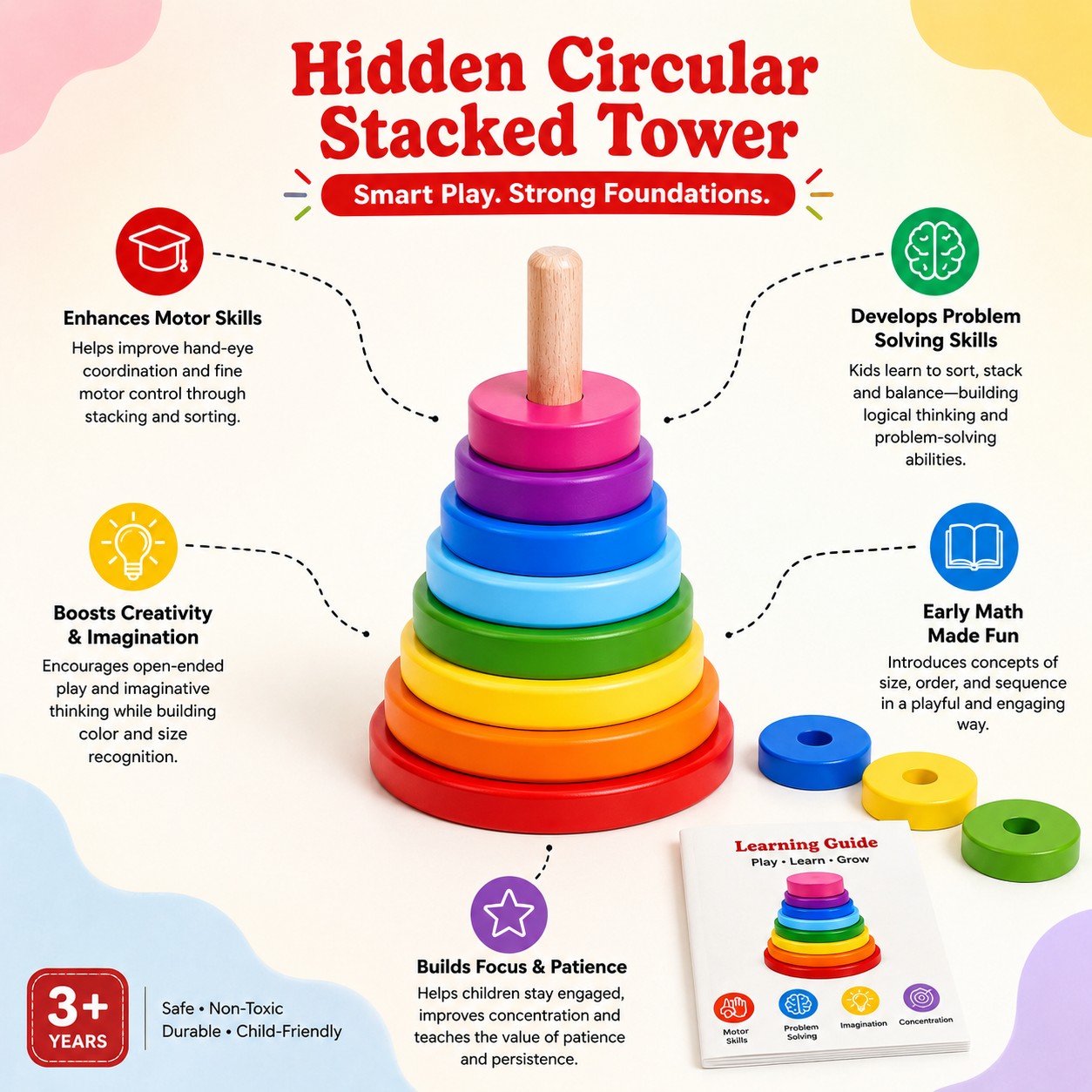 Circular Rainbow Stacked Tower