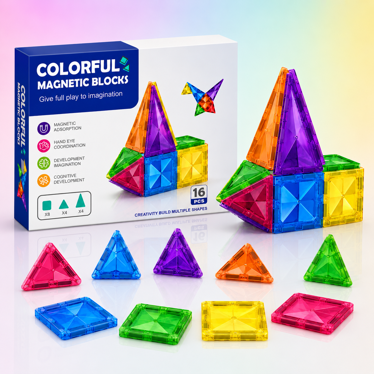 Colorful Magnetic Building Blocks (16 Pieces)