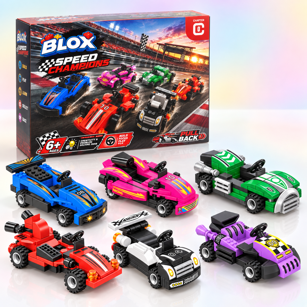 BLOX Speed Champions Pull-Back Racing Car Building Blocks