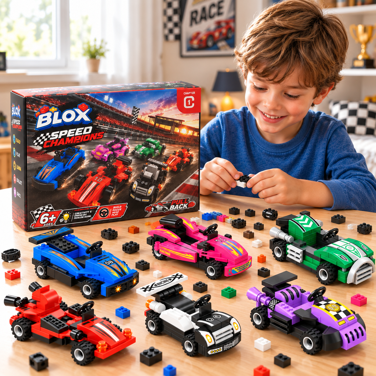 BLOX Speed Champions Pull-Back Racing Car Building Blocks