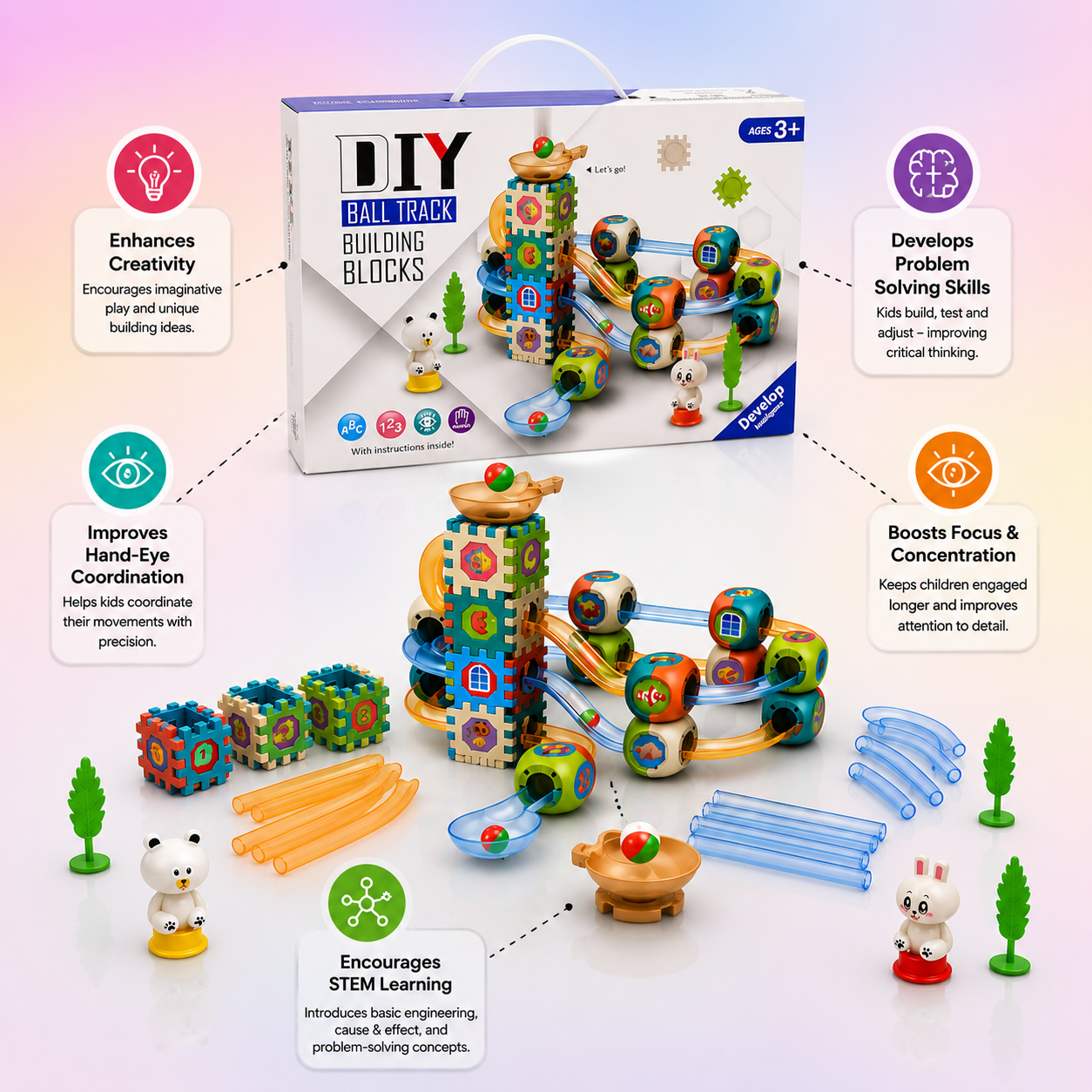 DIY Ball Track Building Blocks Construction Set