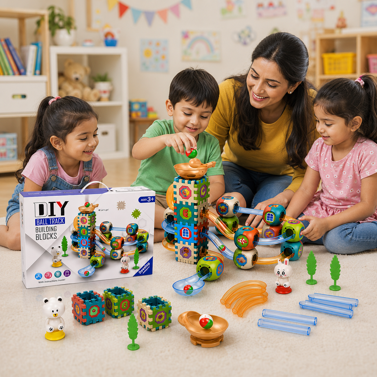 DIY Ball Track Building Blocks Construction Set