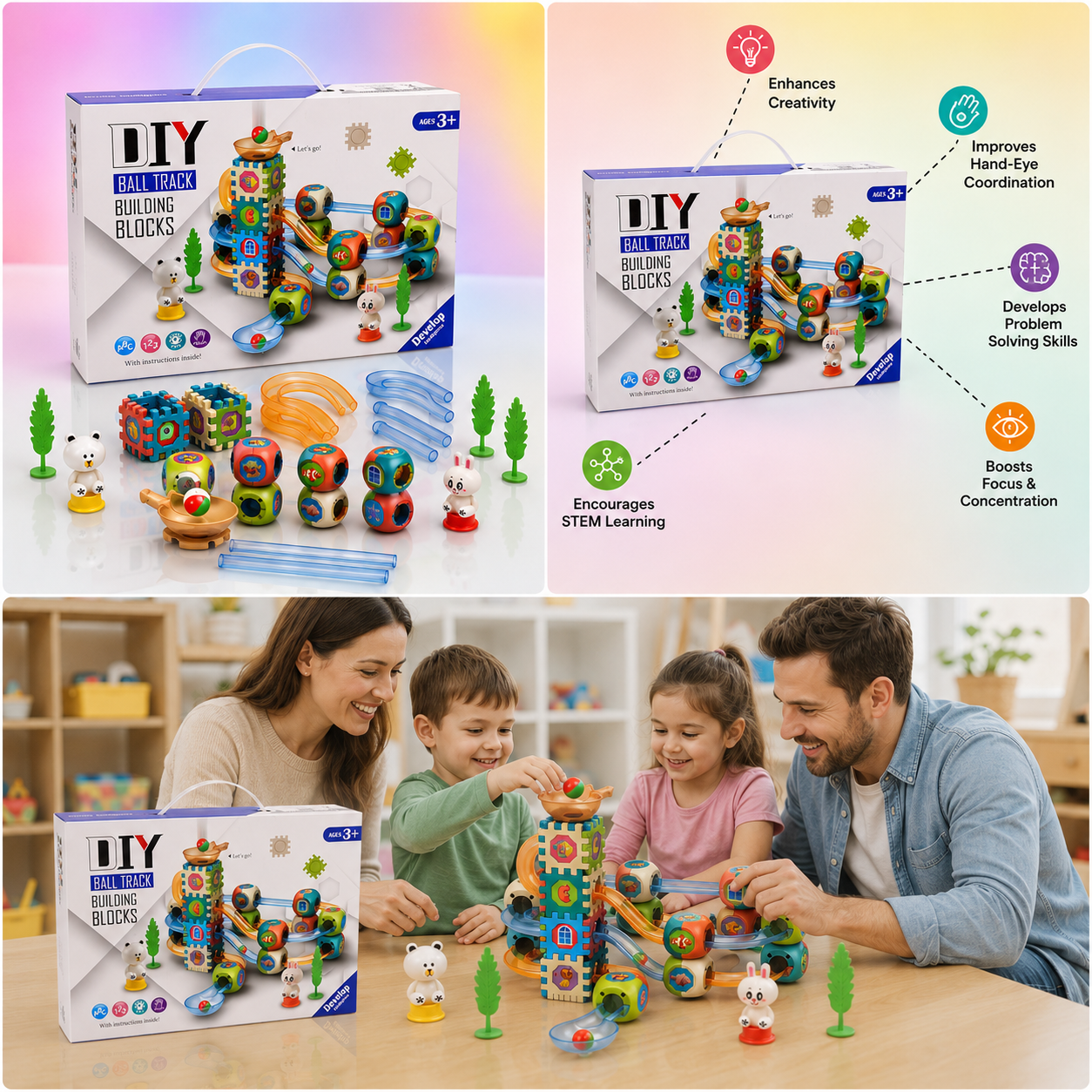 DIY Ball Track Building Blocks Construction Set