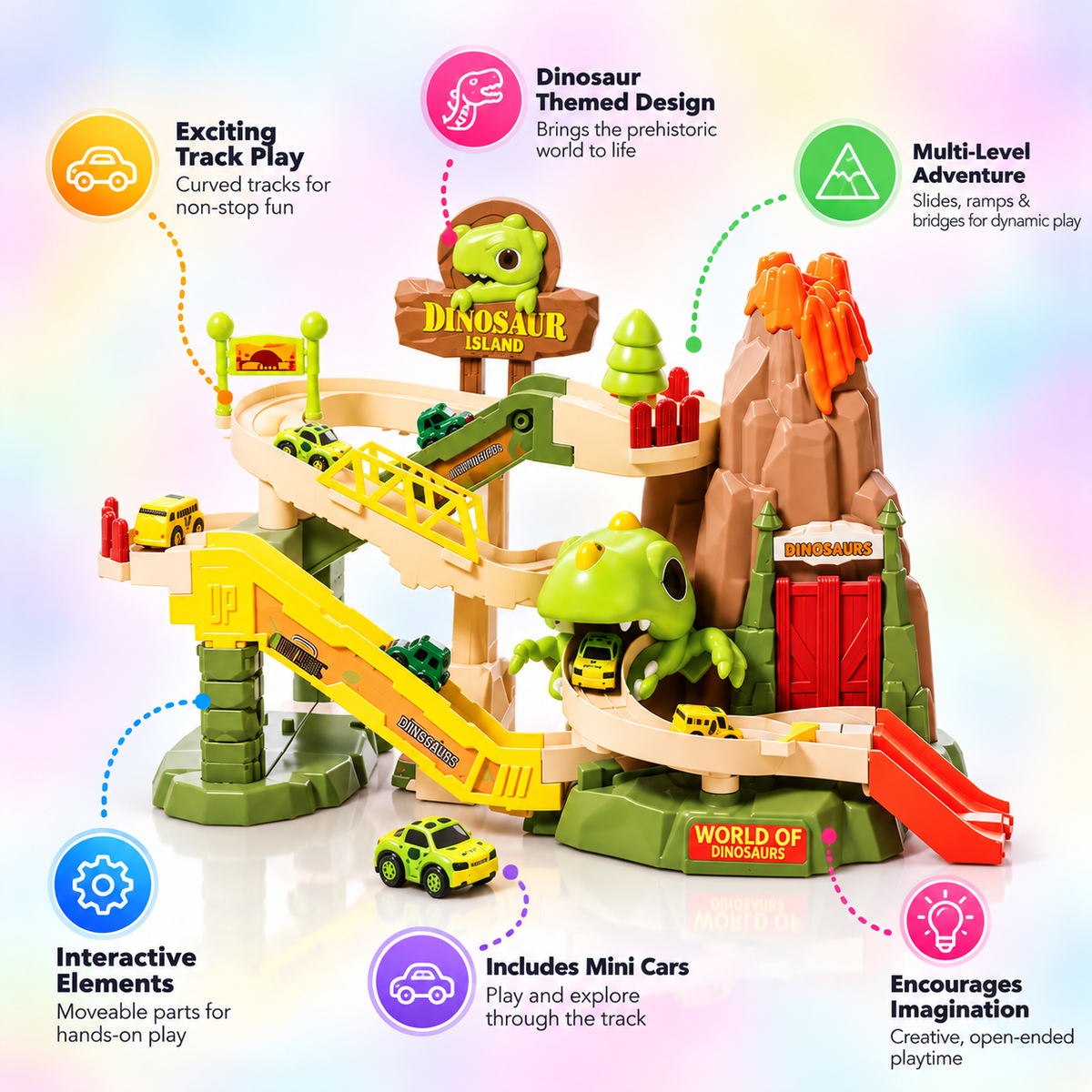 Dinosaur Island Track Adventure Toy Set