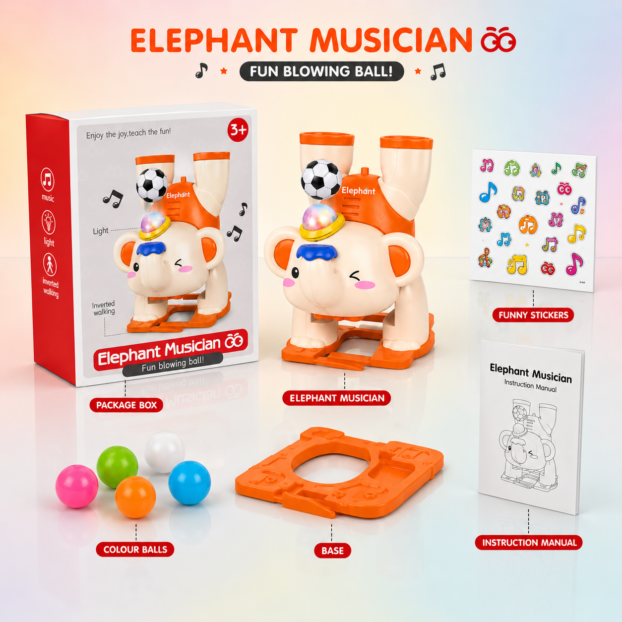 Elephant Musician Fun Ball Blowing